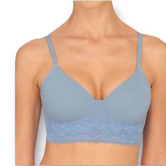 Natori 34D Bra Pale Blue Bliss Perfection Wire Free T-shirt Lace Contour 723154 - Picture 1 of 8